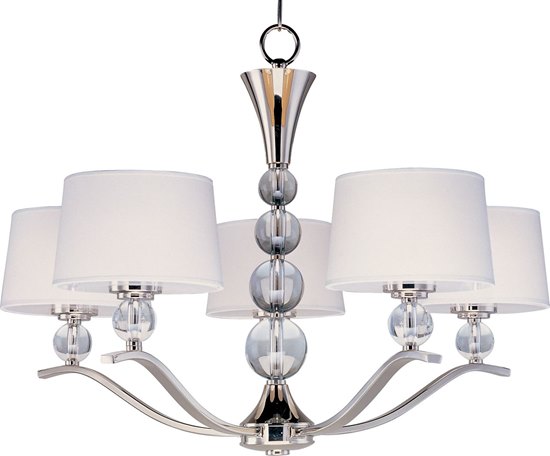 Foto para 60W Rondo 5-Light Chandelier PN White Fabric CA Incandescent 72" Chain