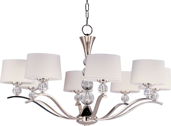 Foto para 60W Rondo 8-Light Chandelier PN White Fabric CA Incandescent 72" Chain