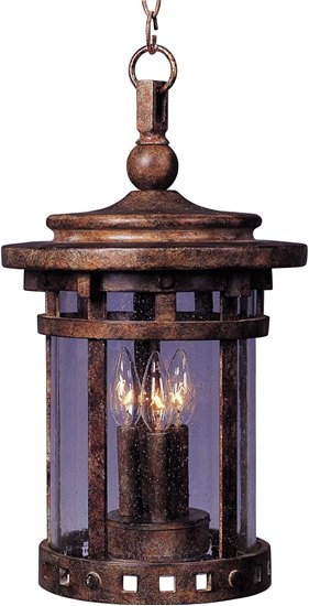 Foto para 60W Santa Barbara VX 3-LT Outdoor Hanging Lantern SE Seedy Glass CA Incandescent 11"x19.5" 72" Chain