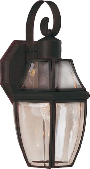 Foto para 60W South Park 1-Light Outdoor Wall Lantern BU Clear Glass MB Incandescent 7"x13.5" 