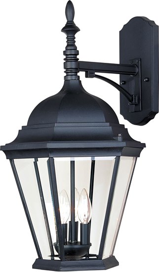 Foto para 60W Westlake Cast 3-Light Outdoor Wall Lantern BK Clear Glass CA Incandescent 13"x22" 2-Min