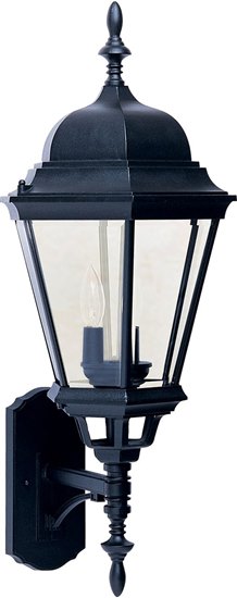 Foto para 60W Westlake Cast 3-Light Outdoor Wall Lantern BK Clear Glass CA Incandescent 13"x28" 2-Min