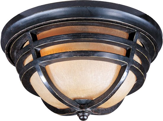 Foto para 60W Westport 2-Light Outdoor Ceiling Mount AT Mocha Cloud Glass MB Incandescent 