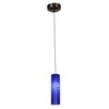 Foto para 35w Zeta GY6.35 Bi-Pin Halogen Dry Location Bronze Blue Lined Low Voltage Pendant with Anari Silk (l) Glass