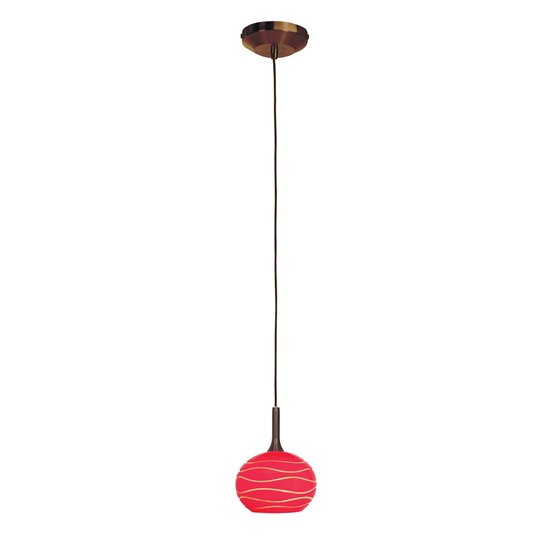 Foto para 40w Delta G9 G9 Halogen Dry Location Bronze Red Lined Line Voltage Pendant with SphereEtched Glass