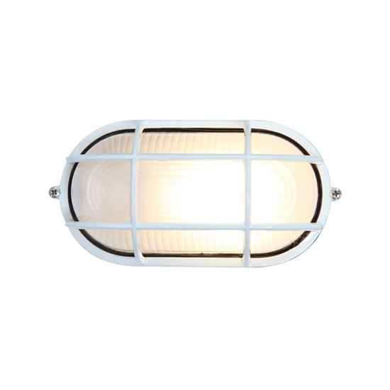 Foto para 60w Nauticus E-26 A-19 Incandescent White Frosted Wet Location Bulkhead 8.25"x4.25" (CAN 8"x4.4"x1")