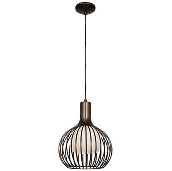 Foto para 75w Chuki E-26 A-19 Incandescent Damp Location Bronze Metal ribbed Pendant (CAN 1.25"Ø5.25")