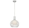 Foto para 75w Chuki E-26 A-19 Incandescent Damp Location White Metal ribbed Pendant (CAN 1.25"Ø5.25")