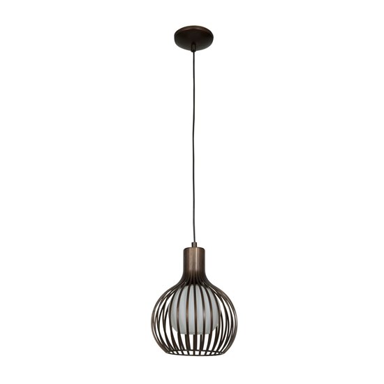 Foto para 60w Chuki E-26 A-19 Incandescent Damp Location Bronze Metal ribbed Pendant (CAN 1.25"Ø5.25")