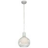 Foto para 60w Chuki E-26 A-19 Incandescent Damp Location White Metal ribbed Pendant (CAN 1.25"Ø5.25")