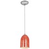 Foto para 100w Bordeaux Glass Pendant E-26 A-19 Incandescent Dry Location Brushed Steel Wicker Red Glass 7.5"Ø5.25" (CAN 1.25"Ø5.25")