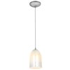 Foto para 100w Bordeaux Glass Pendant E-26 A-19 Incandescent Dry Location Brushed Steel Wicker White Glass 7.5"Ø5.25" (CAN 1.25"Ø5.25")