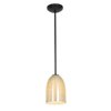 Foto para 100w Bordeaux Glass Pendant E-26 A-19 Incandescent Dry Location Oil Rubbed Bronze Wicker Amber Glass 7.5"Ø5.25" (CAN 1.25"Ø5.25")