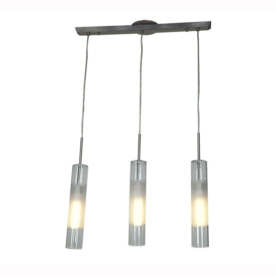 Foto para 54w (3 x 18) Dezi GU-24 Quad Fluorescent Dry Location Brushed Steel Clear Opal 3-Light bar Pendant (CAN 1"Ø4.75")