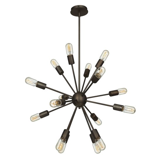 Foto para 640w (16 x 40) Flux E-26 T-14 Incandescent Dry Location Bronze Vintage Lamped Chandelier 24"Ø24" (CAN Ø4.75")