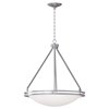 Foto para 58w Aztec G10q 2CT6 Fluorescent Damp Location Brushed Steel White Chain Supported Bowl Pendant 23.5"Ø21" (CAN 1.2"Ø5")