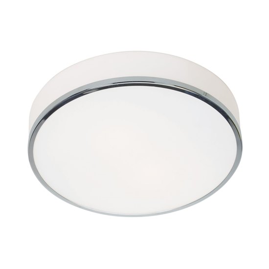 Foto para 36w (2 x 18) Aero GU-24 Spiral Fluorescent Damp Location Chrome Opal Flush-Mount 4"Ø12.5" (CAN 1"Ø10.2")