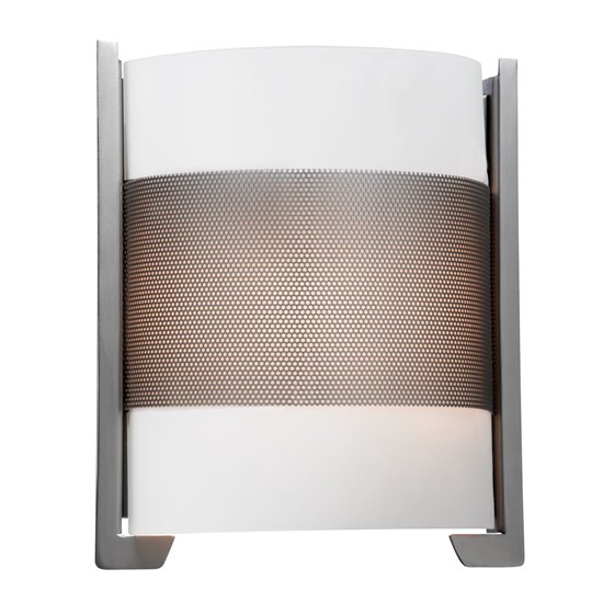 Foto para 36w (2 x 18) Iron GU-24 Spiral Fluorescent Damp Location Brushed Steel Opal Wall Fixture