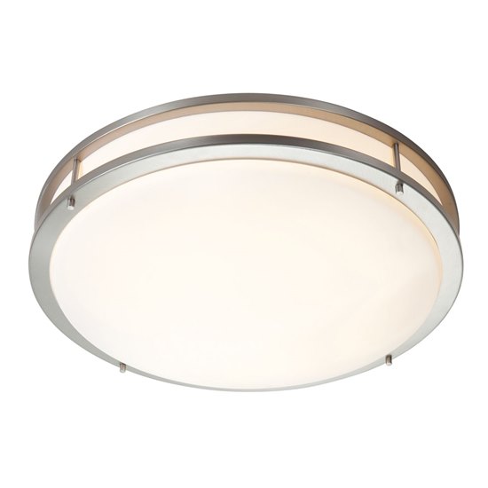 Foto para 39w (3 x 13) Saloris GU-24 Spiral Fluorescent Damp Location Brushed Steel Acrylic Flush-Mount (CAN Ø23.25")