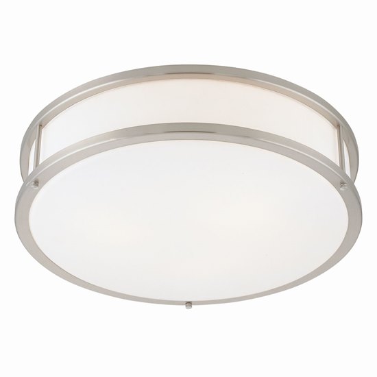 Foto para 52w (2 x 26) Conga GU-24 Spiral Fluorescent Damp Location Brushed Steel Opal Flush-Mount