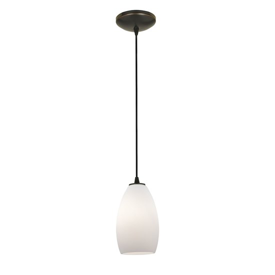 Foto para 100w Champagne Glass Pendant E-26 A-19 Incandescent Dry Location Oil Rubbed Bronze Opal Glass 9"Ø5" (CAN 1.25"Ø5.25")