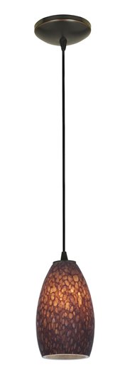 Foto para 100w Champagne Glass Pendant E-26 A-19 Incandescent Dry Location Oil Rubbed Bronze Red Glass 9"Ø5" (CAN 1.25"Ø5.25")