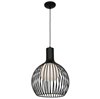 Foto para 100w Chuki E-26 A-19 Incandescent Damp Location Black Opal Metal ribbed Pendant (CAN 1.25"Ø5.25")