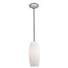 Foto para 100w Cognac Glass Pendant E-26 A-19 Incandescent Dry Location Brushed Steel White Glass 10.25"Ø4.75" (CAN 1.25"Ø5.25")