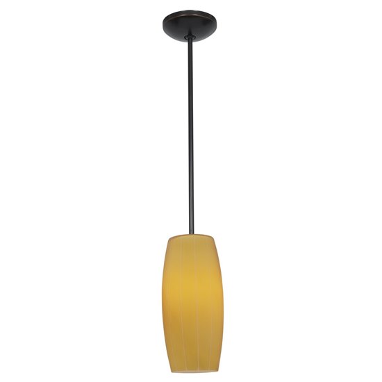 Foto para 100w Cognac Glass Pendant E-26 A-19 Incandescent Dry Location Oil Rubbed Bronze Amber Glass 10.25"Ø4.75" (CAN 1.25"Ø5.25")