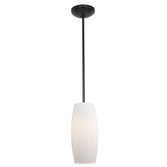 Foto para 100w Cognac Glass Pendant E-26 A-19 Incandescent Dry Location Oil Rubbed Bronze White Glass 10.25"Ø4.75" (CAN 1.25"Ø5.25")