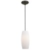 Foto para 100w Cognac Glass Pendant E-26 A-19 Incandescent Dry Location Oil Rubbed Bronze White Glass 10.25"Ø4.75" (CAN 1.25"Ø5.25")