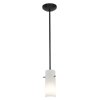 Foto para 100w Cylinder Glass Pendant E-26 A-19 Incandescent Dry Location Oil Rubbed Bronze Opal Glass 10"Ø4" (CAN 1.25"Ø5.25")