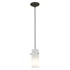 Foto para 100w Cylinder Glass Pendant E-26 A-19 Incandescent Dry Location Oil Rubbed Bronze Opal Glass 10"Ø4" (CAN 1.25"Ø5.25")