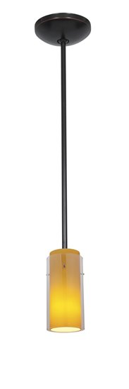 Foto para 100w Glass`n Glass  Cylinder Pendant E-26 A-19 Incandescent Dry Location Oil Rubbed Bronze Clear Amber Glass 10"Ø4.5" (CAN 1.25"Ø5.25")