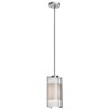 Foto para 100w Iron E-26 A-19 Incandescent Dry Location Brushed Steel Opal Pendant (CAN 1"Ø4.6")