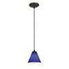 Foto para 100w Martini Glass Pendant E-26 A-19 Incandescent Dry Location Oil Rubbed Bronze Cobalt Glass 6"Ø7" (CAN 1.25"Ø5.25")