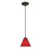 Foto para 100w Martini Glass Pendant E-26 A-19 Incandescent Dry Location Oil Rubbed Bronze Red Glass 6"Ø7" (CAN 1.25"Ø5.25")