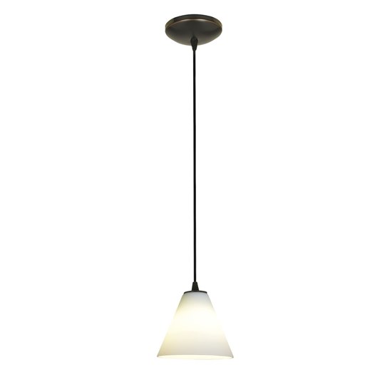 Foto para 100w Martini Glass Pendant E-26 A-19 Incandescent Dry Location Oil Rubbed Bronze White Glass 6"Ø7" (CAN 1.25"Ø5.25")