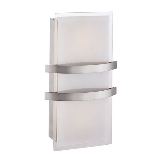 Foto para 100w Metro R7s J-78 Halogen Damp Location Brushed Steel Opal Wall Fixture (CAN 12.4"x4.75"x0.75")