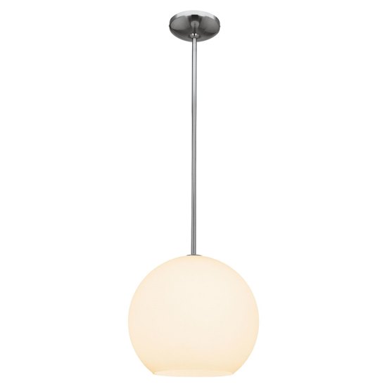 Foto para 100w Nitrogen E-26 A-19 Incandescent Dry Location Brushed Steel Opal Ball Pendant 10.5" (CAN 1.25"Ø5.25")