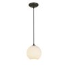 Foto para 100w S Japanese Lantern Glass Pendant E-26 A-19 Incandescent Dry Location Oil Rubbed Bronze White Lined Glass 8"Ø8" (CAN 1.25"Ø5.25")