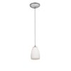 Foto para 100w Sherry Glass Pendant E-26 A-19 Incandescent Dry Location Brushed Steel Opal Glass 6"Ø4.5" (CAN 1.25"Ø5.25")