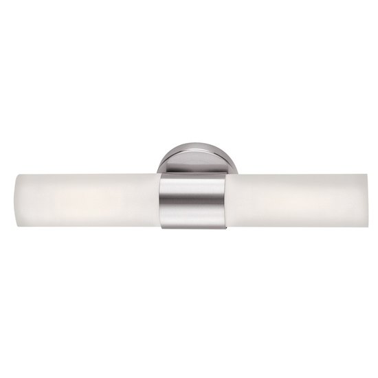 Foto para 120w (2 x 60) Aqueous E-26 A-19 Incandescent Damp Location Brushed Steel Opal Wall Fixture (CAN 5.1"x5.1"x0.75")