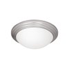 Foto para 120w (2 x 60) Strata E-26 A-19 Incandescent Damp Location Brushed Steel Opal Flush-Mount