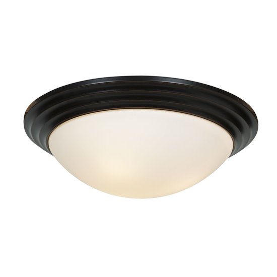 Foto para 120w (2 x 60) Strata E-26 A-19 Incandescent Damp Location Oil Rubbed Bronze Opal Flush-Mount