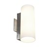 Foto para 120w (2 x 60) Tabo E-12 B-10 Incandescent Damp Location Brushed Steel Opal Wall & Vanity 4.9"x11.8"