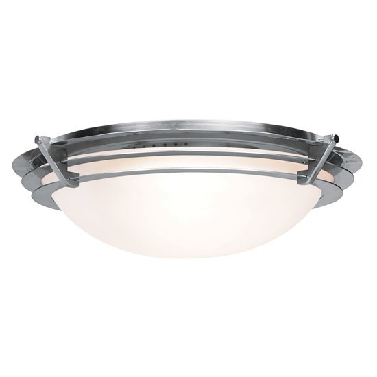 Foto para 13w Saturn GU-24 Spiral Fluorescent Damp Location Brushed Steel Frosted Flush-Mount (CAN 0.25"Ø5")