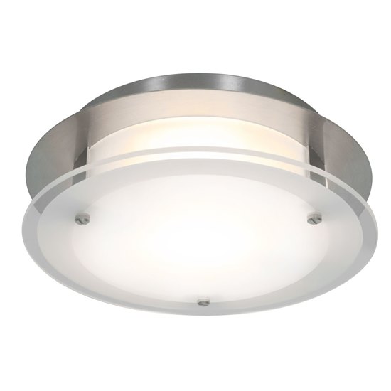 Foto para 150w VisionRound R7s J-78 Halogen Damp Location Brushed Steel Frosted Flush-Mount (CAN 1.25"Ø8.1")