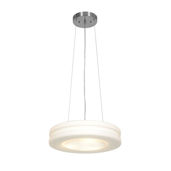 Foto para 180w (3 x 60) Altum E-26 A-19 Incandescent Damp Location Brushed Steel Opal Aircraft Cable Pendant 3.4"Ø15.75" (CAN 0.6"Ø5.75")