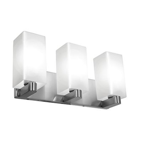 Foto para 180w (3 x 60) Archi E-26 A-19 Incandescent Damp Location Brushed Steel Opal Wall & Vanity (CAN 1.4"x4.75"x0.9")